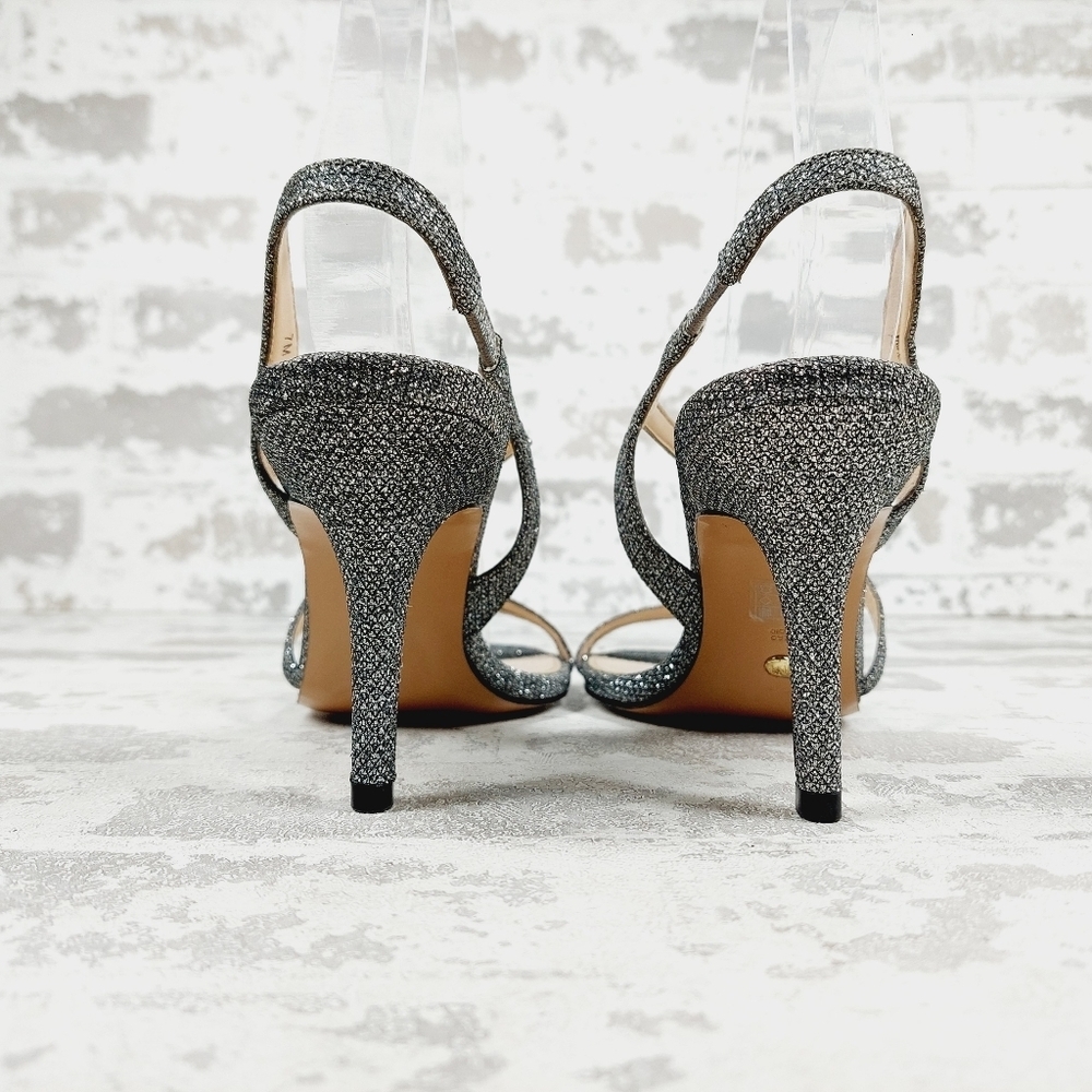 NEW Pelle Moda Rooni Silver Sparkle Mid Heel Slip On Sandals W554 - Picture 5 of 13